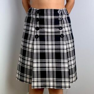 Black and White Plaid Midi Skirt